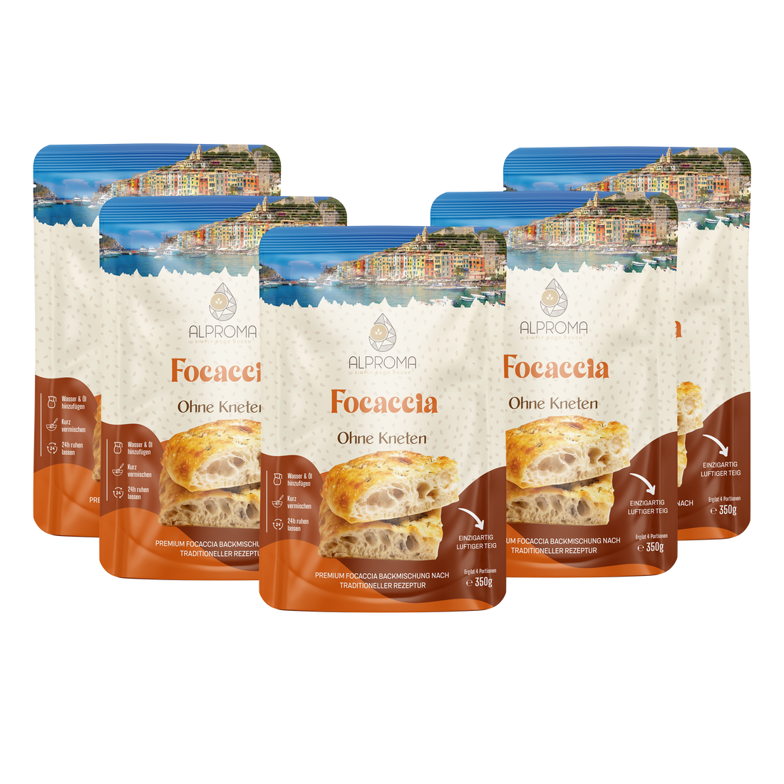 Vorteilspaket: 5x Focaccia - Ohne Kneten | 350g